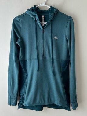 Adidas Climawarm Hooded Long Sleeve Sweatshirt Sweater Teal Blue Green S